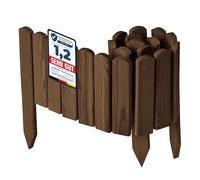 Garronda Bordura de Jardín de Madera 100 x 20 cm Cerca Baja para Flores Parterre Aiuola Valla Decorativa para Jardines Exteriores Borde de Plantas Fácil Instalación GD-0148 Marrón oscuro