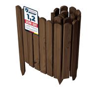 Garronda Bordura de Jardín de Madera 100 x 40 cm Cerca Baja para Flores Parterre Aiuola Valla Decorativa para Jardines Exteriores Borde de Plantas Fácil Instalación GD-0148 Marrón oscuro