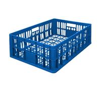 Garronda Caja Almacenaje Plástico Grande 69x47x20 cm - Caja Organizador HDPE Perforada 64L, Apilable y con Asas, Resistente para Almacén, Garaje y Transporte Profesional GD-0190 (Azul)