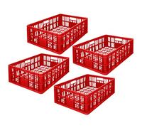 Garronda Cajas Almacenaje Plástico Grande 69x47x20 cm - Organizadoras HDPE Perforada 64L, Apilables y con Asas, Resistente para Almacén, Garaje y Transporte Profesional GD-0190 (Pack de 4, Rojo)