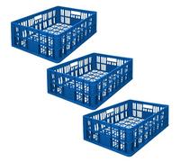 Garronda Cajas Almacenaje Plástico Grande 69x47x20 cm - Organizadoras HDPE Perforada 64L, Apilables y con Asas, Resistente para Almacén, Garaje y Transporte Profesional GD-0190 (Pack de 3, Azul)