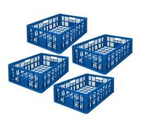 Garronda Cajas Almacenaje Plástico Grande 69x47x20 cm - Organizadoras HDPE Perforada 64L, Apilables y con Asas, Resistente para Almacén, Garaje y Transporte Profesional GD-0190 (Pack de 4, Azul)