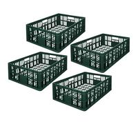 Garronda Cajas Almacenaje Plástico Grande 69x47x20 cm - Organizadoras HDPE Perforada 64L, Apilables y con Asas, Resistente para Almacén, Garaje y Transporte Profesional GD-0190 (Pack de 4, Verde)