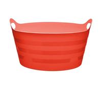 Garronda Capazo Flexible 15 L para Hogar y Jardín - Cubo Plástico Multiusos con Asas, Cesta Ovalada, Espuerta de Goma, Barreño Resistente para Albañilería, Limpieza y Transporte GD-0181 (Rojo)
