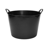 Garronda Capazo Flexible 42 L para Hogar y Jardín - Cubo Plástico Multiusos con Asas, Cesta, Espuerta de Goma, Barreño Resistente para Albañilería, Limpieza y Transporte GD-0181 (Negro)