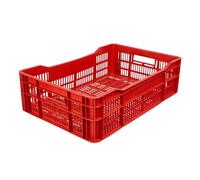 Garronda Eurobox 60 x 40 x 17 cm Caja Almacenaje de Plástico HDPE Apilable y Ventilada - Caja de Almacenamiento Resistente 40L, Multiuso para Logística, Transporte, Hogar y Comercio GD-0189 (Rojo)