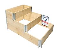 Garronda Jardinera Elevada de Madera Natural - Set de 3 Huertos Urbanos para Jardín y Terraza, Apilables y Modulares, Ideal para Cultivo de Plantas, Flores y Hierbas, GD-0140 (120x80 80x80 80x40 cm)