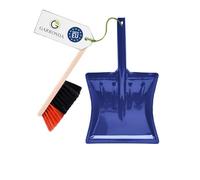 Garronda Juego de Escoba y Recogedor Metálico - Cepillo Madera y Pala de Mano Resistente para Cenizas, Polvo y Suciedad, Set para Limpieza Hogar y Jardín GD-0172 (Negro/Naranja + Azul)