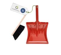 Garronda Juego de Escoba y Recogedor Metálico - Cepillo Madera y Pala de Mano Resistente para Cenizas, Polvo y Suciedad, Set para Limpieza Hogar y Jardín GD-0172 (Negro + Rojo)