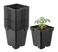 Garronda Maceta de plástico 11 x 11 x 12 cm (1L) Set de 20 Cuadrada con Orificios de Drenaje Resistente para Plantas para jardín Invernadero balcón semillero Interior Exterior Negro GD-0199
