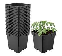 Garronda Maceta de plástico 14 x 14 x 14 cm (2L) Set de 20 Cuadrada con Orificios de Drenaje Resistente para Plantas para jardín Invernadero balcón semillero Interior Exterior Negro GD-0199