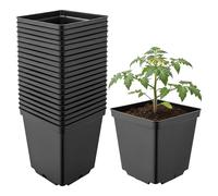 Garronda Maceta de plástico 15 x 15 x 15 cm (2,5L) Set de 20 Cuadrada con Orificios de Drenaje Resistente para Plantas para jardín Invernadero balcón semillero Interior Exterior Negro GD-0199