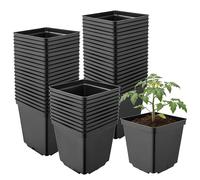 Garronda Maceta de plástico 15 x 15 x 15 cm (2,5L) Set de 50 Cuadrada con Orificios de Drenaje Resistente para Plantas para jardín Invernadero balcón semillero Interior Exterior Negro GD-0199