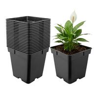 Garronda Maceta de plástico 18 x 18 x 18 cm (4L) Set de 20 Cuadrada con Orificios de Drenaje Resistente para Plantas para jardín Invernadero balcón semillero Interior Exterior Negro GD-0199
