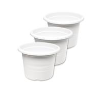 Garronda Macetas Redondas de Plástico para Flores y Plantasi GD-0022 (3 Piezas Blanco, ⌀ 15cm H 10,5cm)