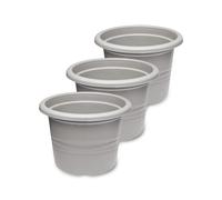 Garronda Macetas Redondas de Plástico para Flores y Plantasi GD-0022 (3 Piezas Gris, ⌀ 23cm H 16,5cm)