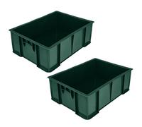 Garronda Pack de 2 Cajas de Almacenaje Plástico Apilables 29L 49x36x17 cm - Contenedores HDPE con Asas, Alta Resistencia, Uso Profesional y Doméstico, para Garaje, Taller y Logística GD-0191 (Verde)