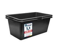 Garronda Pack de 2 Gavetas de Obra Rectangulares 60 L Negro GD-0169 | Cubeta plástica resistente para mortero y mezclar cemento; contenedor tipo bañera para construcción, hogar y jardín