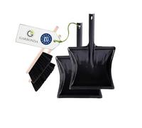 Garronda Pack de 2 Juego de Escoba y Recogedor Metálico - Cepillo Madera y Pala de Mano Resistente para Cenizas, Polvo y Suciedad, Set para Limpieza Hogar y Jardín GD-0172 (Negro + Negro)