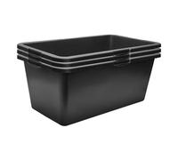 Garronda Pack de 3 Gaveta de Obra Rectangular 60 L - Cubeta Plástica Resistente para Mortero y Mezclar Cemento, Contenedor Multiusos Tipo Bañera para Construcción, Hogar y Jardín GD-0169 Negro