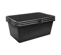 Garronda Pack de 3 Gaveta de Obra Rectangular 80 L - Cubeta Plástica Resistente para Mortero y Mezclar Cemento, Contenedor Multiusos Tipo Bañera para Construcción, Hogar y Jardín GD-0169 Negro