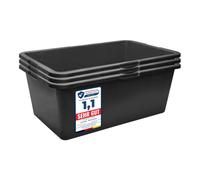 Garronda Pack de 3 Gavetas de Obra Rectangulares 80 L Negro GD-0169 | Cubeta plástica resistente para mortero y mezclar cemento; contenedor tipo bañera para construcción, hogar y jardín
