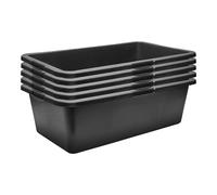 Garronda Pack de 5 Gaveta de Obra Rectangular 40 L - Cubeta Plástica Resistente para Mortero y Mezclar Cemento, Contenedor Multiusos Tipo Bañera para Construcción, Hogar y Jardín GD-0169 Negro