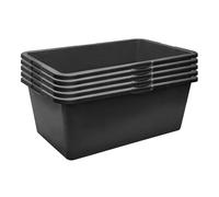 Garronda Pack de 5 Gaveta de Obra Rectangular 80 L - Cubeta Plástica Resistente para Mortero y Mezclar Cemento, Contenedor Multiusos Tipo Bañera para Construcción, Hogar y Jardín GD-0169 Negro