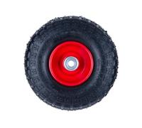 Garronda Rueda Inflable 4.10/3.50-4 - Rueda Carretilla Completa (Neumático, Cámara con Válvula, Llanta Metálica y Rodamientos) 2PR Ø260mm para Carretillas, Carritos y Carretillas de Mano (Negro-Rojo)