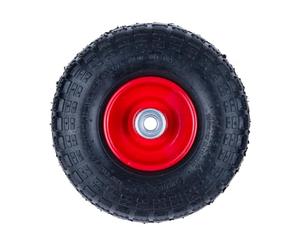 Garronda Rueda Inflable 4.10/3.50-4 - Rueda Carretilla Completa (Neumático, Cámara con Válvula, Llanta Metálica y Rodamientos) 2PR Ø260mm para Carretillas, Carritos y Carretillas de Mano (Negro-Rojo)