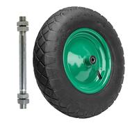 Garronda Rueda inflable 4.80/4.00-8 - Rueda Carretilla con Neumático, Cámara con Válvula, llanta metálica y Rodamientos - 4PR Ø390mm hasta 220 kg - Para Carretillas de obra y de jardín (Negro-Verde)