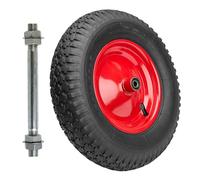 Garronda Rueda inflable 4.80/4.00-8 - Rueda Carretilla con Neumático, Cámara con Válvula, llanta metálica y Rodamientos - 2PR Ø390mm hasta 210 kg - Para Carretillas de obra y de jardín (Negro-Rojo)