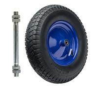 Garronda Rueda inflable 4.80/4.00-8 - Rueda Carretilla con Neumático, Cámara con Válvula, llanta metálica y Rodamientos - 6PR Ø390mm hasta 250 kg - Para Carretillas de obra y de jardín (Negro-Azul)