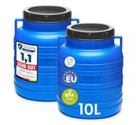 Garronda Set de 2 Piezas de 10 litros Barril alimentario, depósito de Agua, Barril de Boca Ancha en HDPE y sin BPA, tonel de jardín, contenedor de Alimentos para Animales, Universal GD-0078