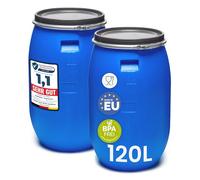 Garronda Set de 2 Piezas de 120 litros Barril alimentario, depósito de Agua, Barril de Boca Ancha en HDPE y sin BPA, tonel de jardín, contenedor de Alimentos para Animales, Universal GD-0078