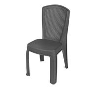Garronda Silla de Jardín Apilable Efecto Ratán 1 ud Antracita GD-0271 | Respaldo sólido efecto ratán · Polipropileno · Apilable · Resistente al clima y rayos UV · Para jardín y terraza
