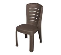 Garronda Silla de Jardín Apilable Efecto Ratán 1 ud Marrón GD-0270 | Respaldo de lamas · Polipropileno · Apilable · Resistente al clima y a los rayos UV · Para jardín, balcón y terraza