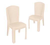 Garronda Silla de Jardín Apilable Efecto Ratán 2 uds Beige GD-0271 | Respaldo sólido efecto ratán · Polipropileno · Apilable · Resistente al clima y rayos UV · Para jardín y terraza