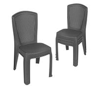 Garronda Silla de Jardín Apilable Efecto Ratán 4 uds Antracita GD-0271 | Respaldo sólido efecto ratán · Polipropileno · Apilable · Resistente al clima y rayos UV · Para jardín y terraza