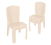 Garronda Silla de Jardín Apilable Efecto Ratán 4 uds Beige GD-0271 | Respaldo sólido efecto ratán · Polipropileno · Apilable · Resistente al clima y rayos UV · Para jardín y terraza