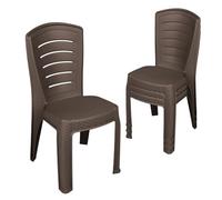 Garronda Silla de Jardín Apilable Efecto Ratán 4 uds Marrón GD-0270 | Respaldo de lamas · Polipropileno · Apilable · Resistente al clima y a los rayos UV · Para jardín, balcón y terraza