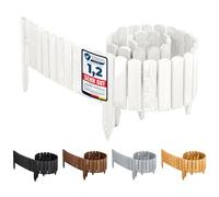 Garronda Valla para Jardín Cercado Cerca de Jardín Césped Palisade de Madera Rollborder Delimitador de Bordes Jardinero Longitud: 200 cm GD-0046 (Blanco, Altura: 20 cm)