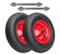 Garronda x2 Rueda inflable 4.80/4.00-8 - Rueda Carretilla con Neumático, Cámara con Válvula, llanta metálica y Rodamientos - 2PR Ø390mm hasta 210 kg - Para Carretillas de obra y jardín (Negro-Rojo)