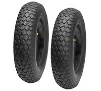 Garronda x2 Set de Neumáticos 4.80/4.00-8 con Cámara de Aire - Rueda Resistente 390x95 mm, 2PR Neumático de Repuesto para Carretilla de Mano, Válvula, hasta 210kg, para Jardín y Obra GD-0164 (Negro)