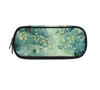 Garronmavis Bonita caja de lápices de ajolote para adolescentes, divertido capibara y oso organizador de papelería con múltiples ranuras para estudiantes escolares, Flor de bosque verde, Mochila