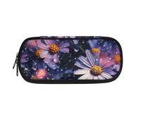 Garronmavis Bonito estuche para lápices, diseño de caballito de mar con apertura amplia, arte abstracto moderno, gran capacidad, bolsa para bolígrafos de papelería, Gerbera con gotas de agua, Mochila