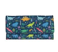 Garronmavis Cartera de piel sintética con diseño de mandala y hojas y flores para mujer y niña, bolso largo duradero con bolsillo 3D, Dinos de árbol de plantas de dibujos animados, Casual