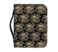 Garronmavis Chinese Dragons - Funda bíblica para mujer, diseño de dragón amarillo, con bolsillos, funda bíblica de artes populares para peregrinación, talla M