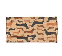 Garronmavis Colorful Paws - Carteras para mujeres y hombres, diseño degradado, piel sintética, cartera larga duradera con dibujos animados de pata corgi, Pinturas retro de perro salchicha, Casual