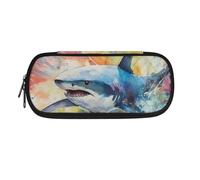 Garronmavis Estuche escolar con diseño de tiburón de dibujos animados, multiranura, cielo estrellado, mariposa, organizador de almacenamiento de artículos de papelería, Ocean Shark, Mochila escolar